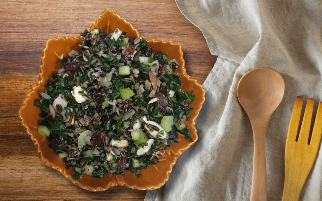 Wild rice and kale salad with cranberry vinaigrette